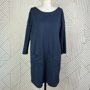 Hobbs London Navy Blue Zip Shoulder Pocket Shift‎ Dress Size US 6